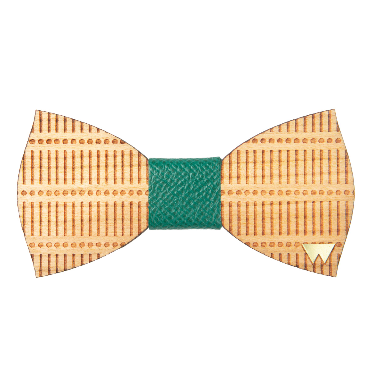 Papillon in legno Divertical con nodo in pelle di vitello marcato Woodillon