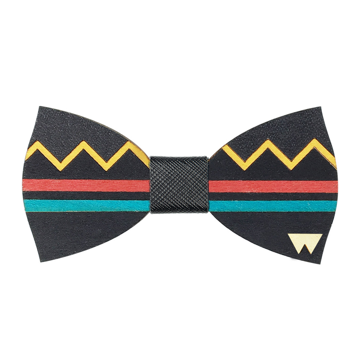 Tribal Black Wooden Bow Tie - Woodillon